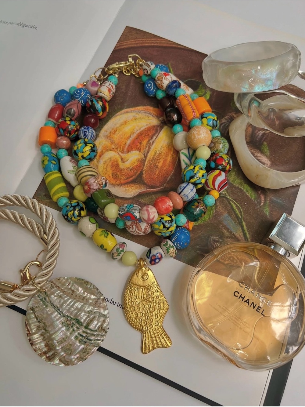 Handmade Multicolor Beaded Fish Pendant Necklace